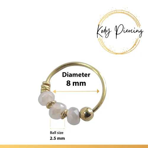 KODY PIERCING Anneau Or 9 carats orné de 3 Pierres de Jade