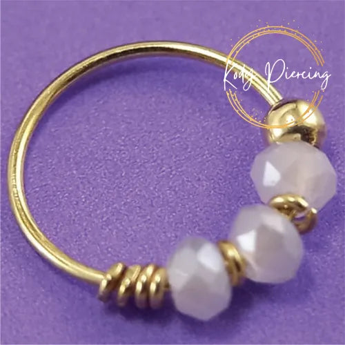 KODY PIERCING Anneau Or 9 carats orné de 3 Pierres de Jade