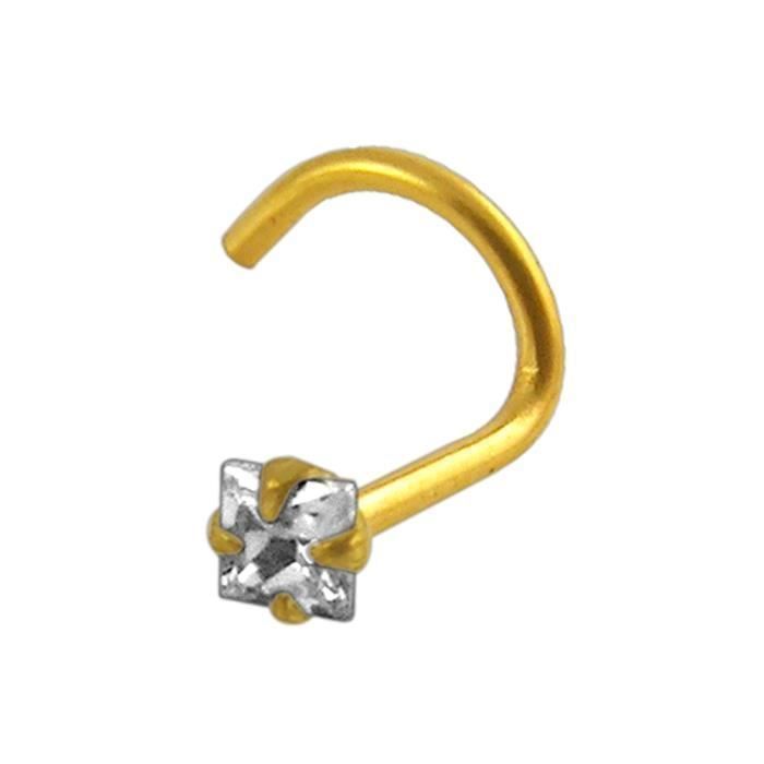 KODY PIERCING Piercing Nez KODY PIERCING Or Jaune 18 Carats Zircon Cubique 2,5 mm Tige Courbée - Éclat Précieux et Grâce