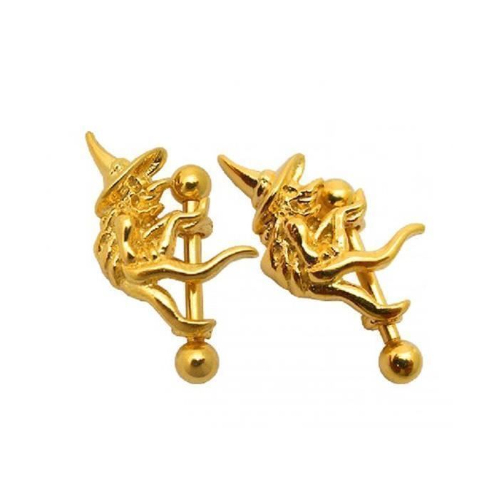 KODY PIERCING Piercing Arcade Sorcière Plaqué Or 18K – Design Fantaisie et Raffinement Bohème