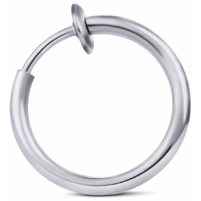 KODY PIERCING Faux Piercing Hélix Oreille Lèvre Nez Anneau Clip Acier Chirurgical Argent 8mm Chic