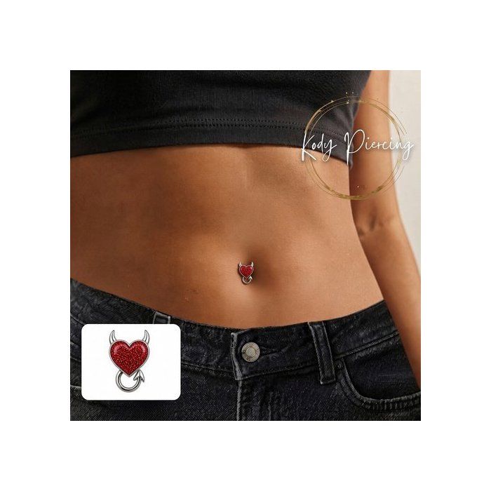 KODY PIERCING Piercing Nombril Diablesse Argent 925 Rouge - Style Affirmé et Confort Ultime