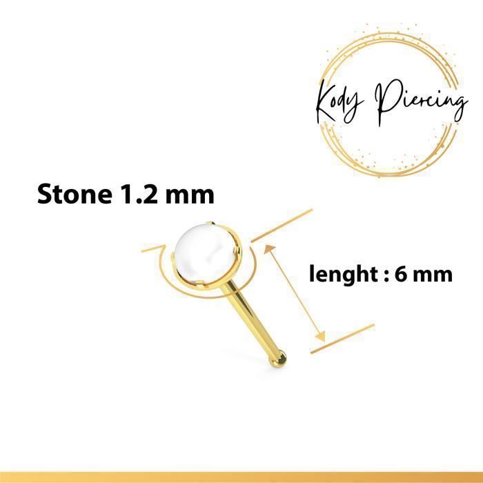 KODY PIERCING Piercing Nez KODY PIERCING Or 9 Carats Pierre Naturelle 1,2 mm - Pureté Naturelle et Éclat Subtil