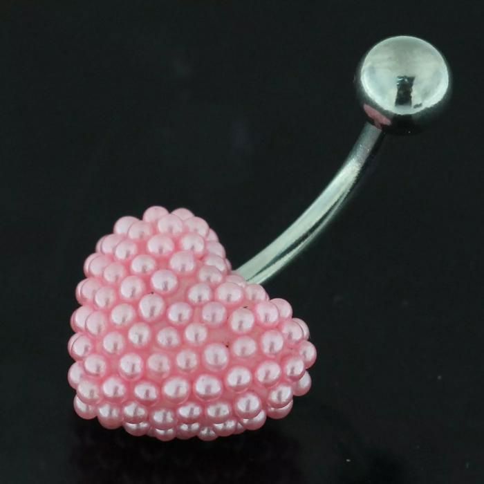 KODY PIERCING Piercing Nombril Cœur Perles Roses - Douceur Romantique et Éclat Intemporel