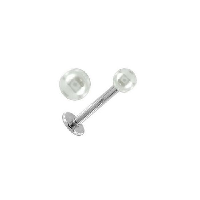 KODY PIERCING Piercing Labret Acier Chirurgical Boule Perle Blanche Nacrée Tige 10 mm – Pureté Cristalline et Grâce Souv