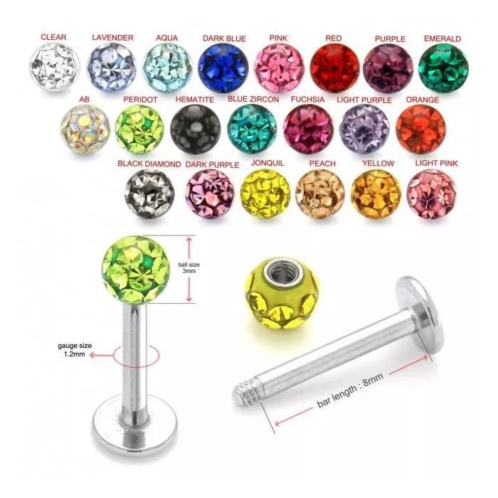 KODY PIERCING Piercing Labret Boule Cristal Blanc Résine Acier Tige 10 mm - Pureté Cristalline et Grâce Souveraine