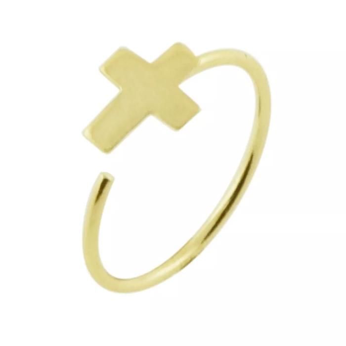 KODY PIERCING Bague de Nez KODY PIERCING Or 14 Carats - Croix Plate - 22G 8 mm - Style Affirmé et Confort Ultime