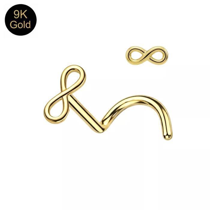 KODY PIERCING Bijou Nez KODY PIERCING Or Jaune 9K Nœud Infini L-Shape 6 mm 20G - Élégance Éternelle
