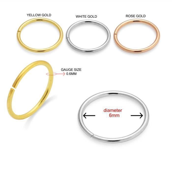KODY PIERCING Nez Or 14 Carats - Coffret 3 Anneaux 8 mm - Élégance Poétique et Légèreté Absolue