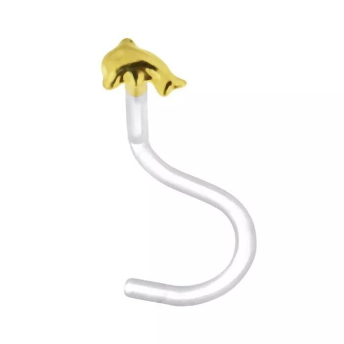 KODY PIERCING Bijou Nez Tête Dauphin Or 14 Carats - Taille Ajustable - Luxe Discret et Ultra-Confort KODY PIERCING