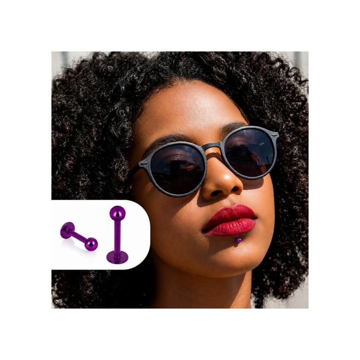 KODY PIERCING Piercing Labret Violette Boule Titane G23 Tige 10mm