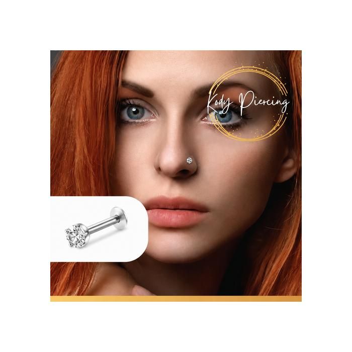 KODY PIERCING Labret Acier Cristal Serti en Bioflex Tige 8mm
