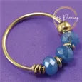 KODY PIERCING Anneau Or 9 carats orné de 3 Perles Porcelaine Bleue, Claire , Rouge ou Jaune Citron - Choisissez votre couleur préférée!