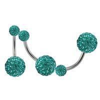 KODY PIERCING Piercing Nombril Double Boule Cristal Bleu Turquoise Acier Chirurgical 316L - Raffinement Bohème et Confor
