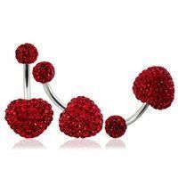 Kody Piercing - Bijou Piercing Nombril Cœur Cristal Rouge Boule Cristal Acier – Passion Scintillante et Grâce Souveraine