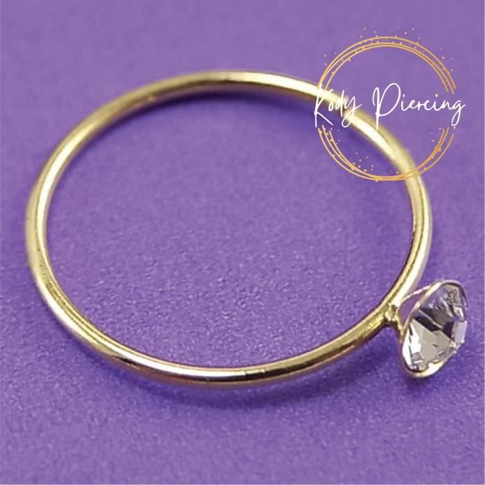 Intemporel & Audacieux - KODY PIERCING Anneau Ouvert Or 9 carats orné d'un Zirconium 2mm
