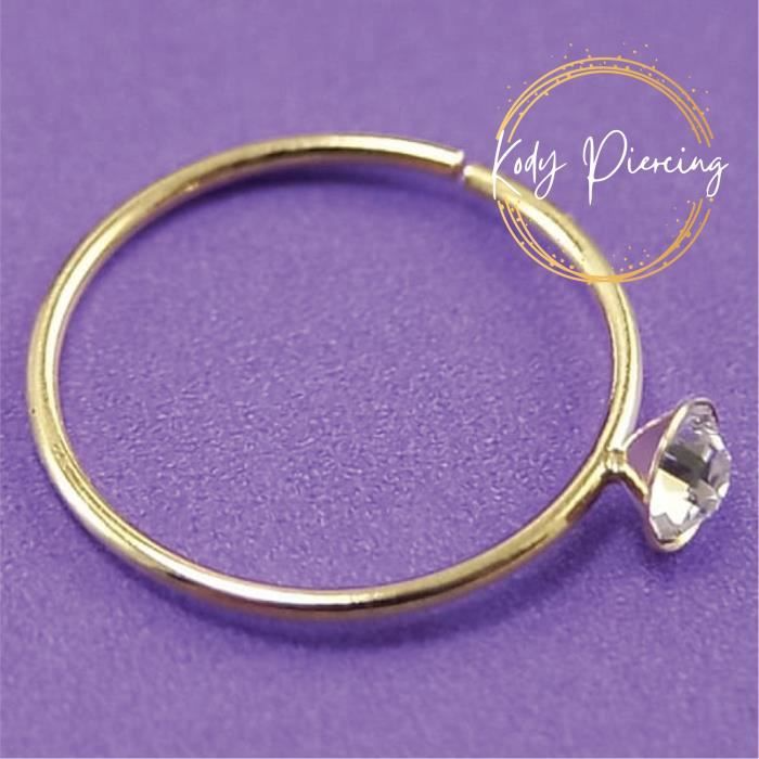 Intemporel & Audacieux - KODY PIERCING Anneau Ouvert Or 9 carats orné d'un Zirconium 2mm