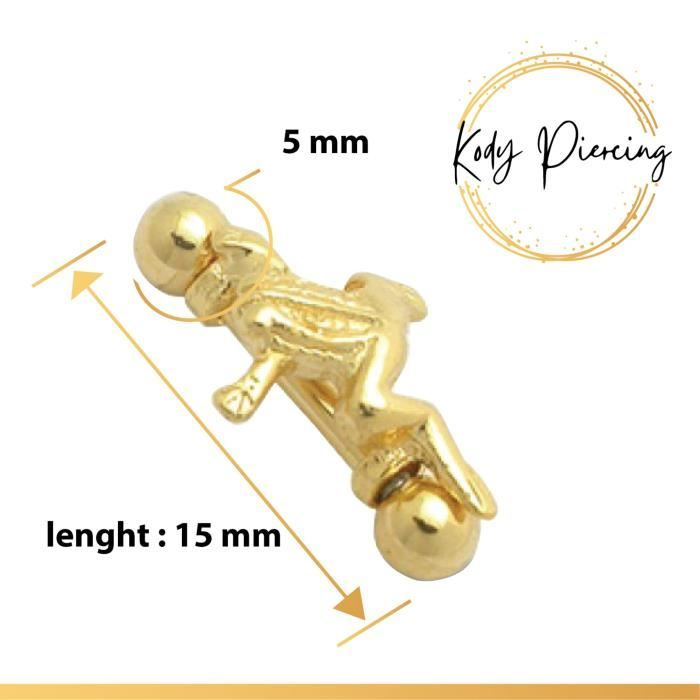 KODY PIERCING Arcade Grenouille – Plaqué Or 18 Carats | Style Fun & Unique