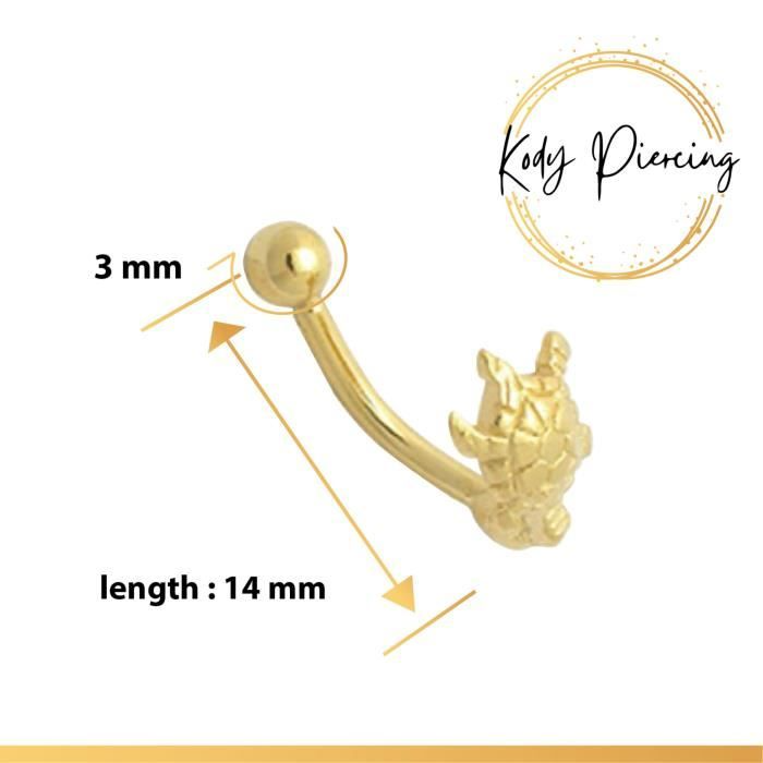 KODY PIERCING Arcade Forme Tortue Plaqué Or 18 Carats