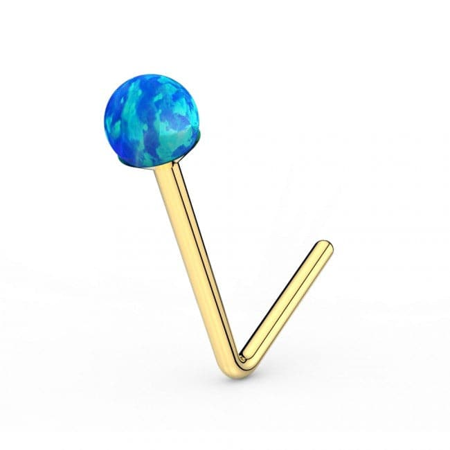 KODY PIERCING Coffret De 3 Pièces Tige L Or 9 Carats et Opale bleue, verte, Fushia de 1,5mm