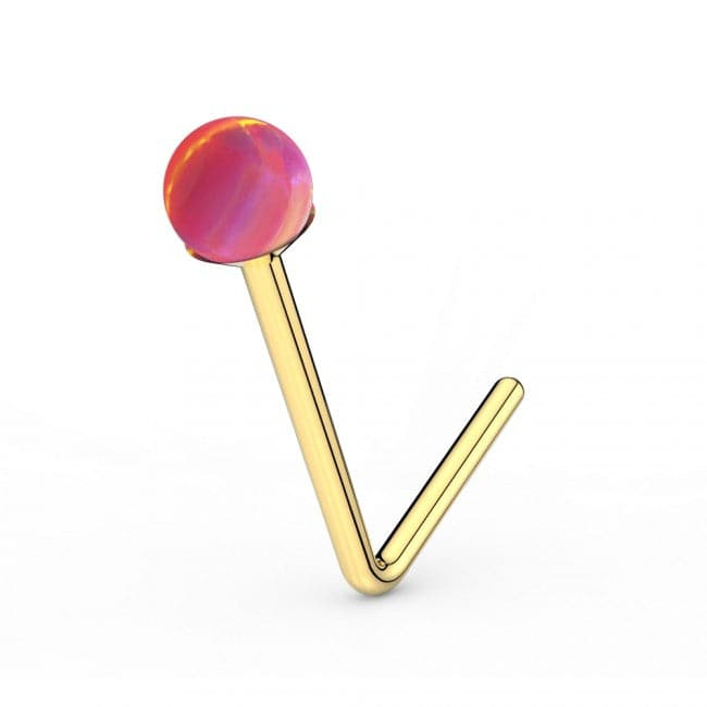 KODY PIERCING Coffret De 3 Pièces Tige L Or 9 Carats et Opale bleue, verte, Fushia de 1,5mm