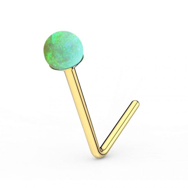 KODY PIERCING Coffret De 3 Pièces Tige L Or 9 Carats et Opale bleue, verte, Fushia de 1,5mm