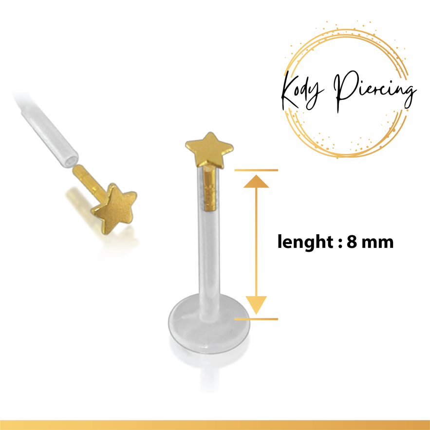 KODY PIERCING Labret Lèvre Étoile Plaqué Or 14 Carats | Bijou Chic & Élégant