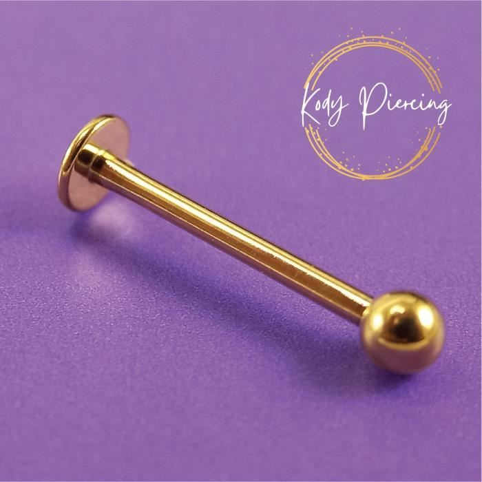 KODY PIERCING Labret en Or Anodisé sur Acier Chirurgical - Choisissez la taille préférée!