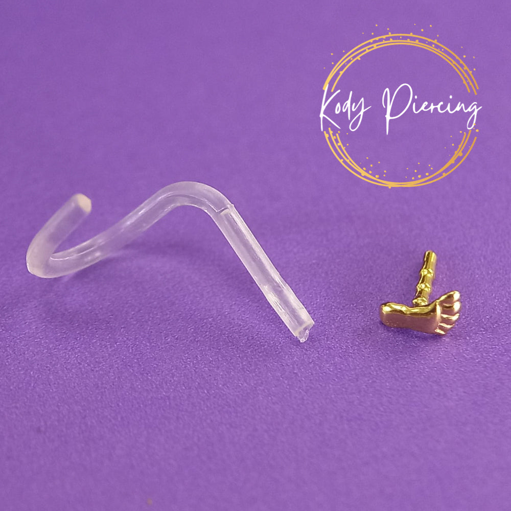 KODY PIERCING Tige Courbée Petit Pied OR 14 carats
