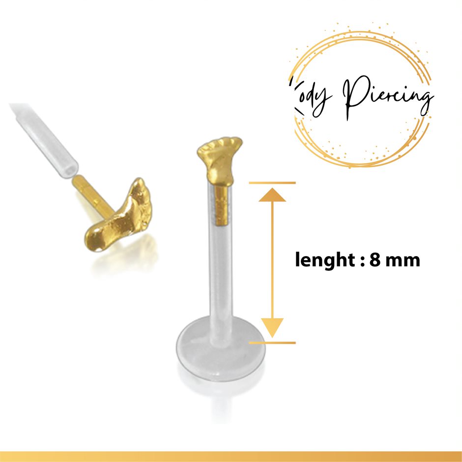 KODY Piercing Labret Petit Pied – Or 14 Carats | Bijou Stylé
