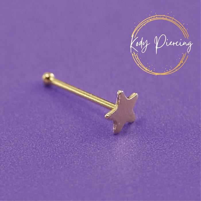 KODY PIERCING Stud Or 14 Carats Motif Etoile 3mm
