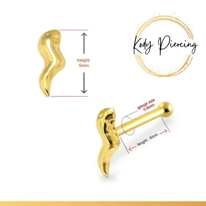 KODY PIERCING Stud Or 9 Carats motif Spermatozoïde