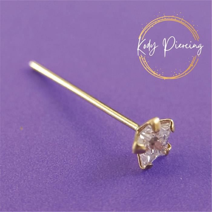 KODY PIERCING Stud Or Massif 9 Carats Orné d'une Étoile en Zircon de 3mm