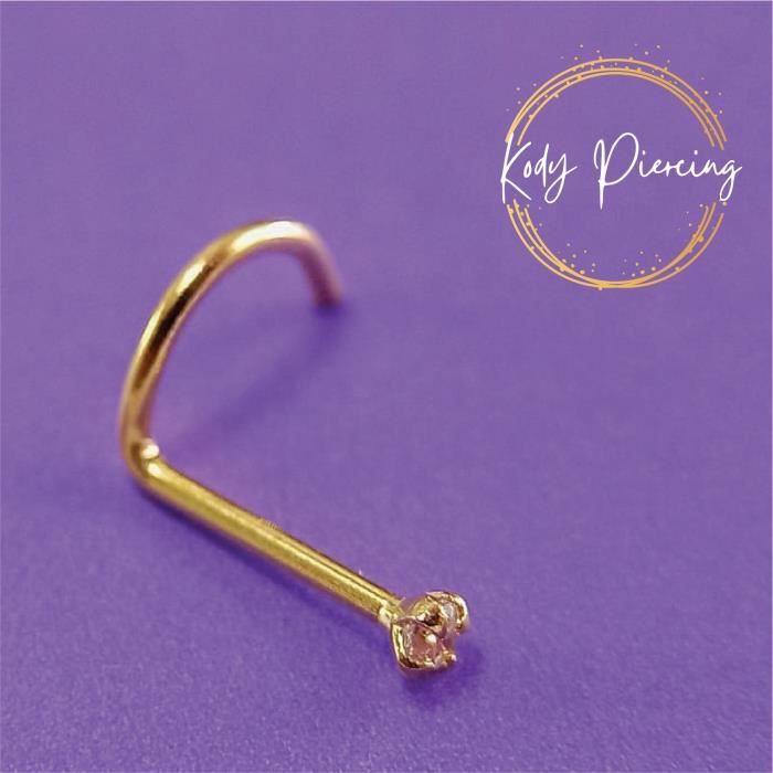 KODY PIERCING Tige Courbée en OR 9 carats Orné d'un Zircon Carré de 1,5mm