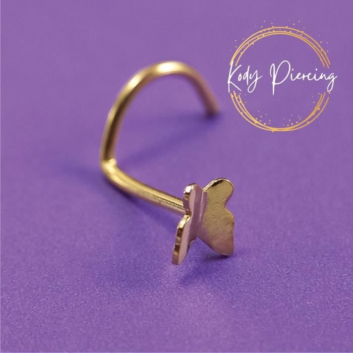 KODY PIERCING Tige Courbée Motif Papillon en OR 9 Carats