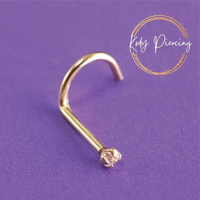 KODY PIERCING Tige Courbée OR 14 carats et Zircon serti de 1,5mm