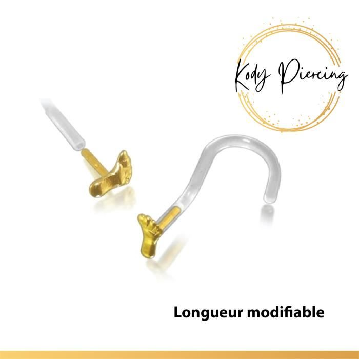 KODY PIERCING Tige Courbée Petit Pied en OR 14 Carats | Bijou Nez Élégant et Confortable