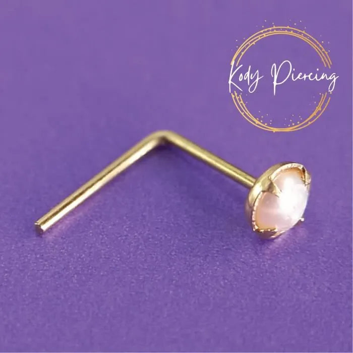 KODY PIERCING Tige L en Or 9 Carats et Perle Blanche 3mm
