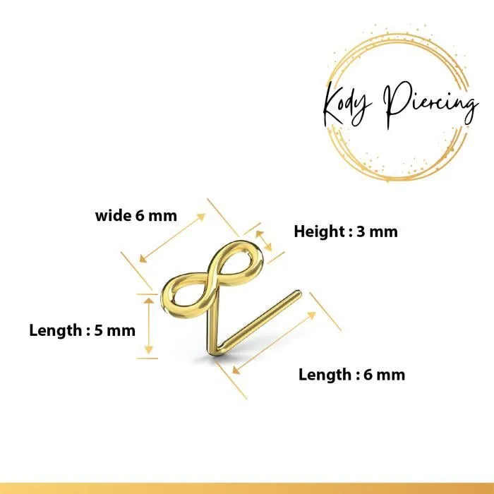 KODY PIERCING Tige L Or 9 Carats avec Motif Infinity