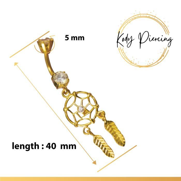KODY PIERCING Nombril Attrape Rêves Plaqué Or 18 carats