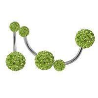KODY PIERCING Piercing Nombril Bijou Corps Stylé Tendance Double Boule Pavé Cristal Vert Clair Chic Glamour Acier Chirur