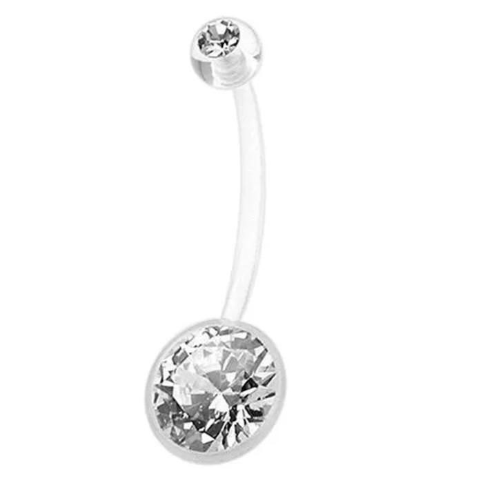 KODY PIERCING Piercing Nombril Tige Souple Transparente Zirconium CZ Blancs - Pureté Cristalline et Grâce Souveraine
