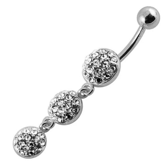 KODY PIERCING Piercing Nombril 3 Disques Pendents Cristaux Blancs Argent 925 - Pureté Cristalline et Grâce Souveraine