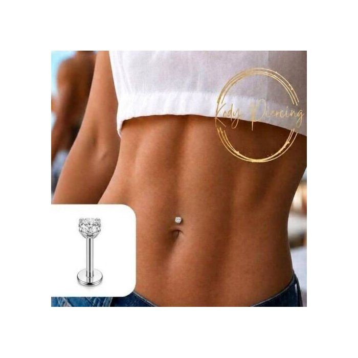 KODY PIERCING Piercing Labret Cristal Serti Éclat Intemporel Acier Chirurgical 0,2 g Tige 10 mm, Zircon 3mm