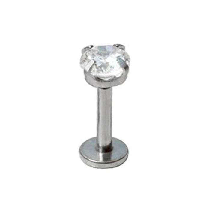 KODY PIERCING Piercing Labret Cristal Rond Serti Éclat Raffiné Acier Tige 8 mm, Zircon 3mm