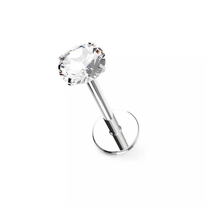 KODY PIERCING Piercing Labret Cristal Rond Serti Éclat Raffiné Acier Tige 8 mm, Zircon 3mm
