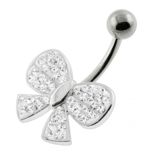 KODY PIERCING Piercing Nombril Argent Papillon Zircons Acier 316L 14 Gauge - Élégance Poétique et Légèreté Absolue