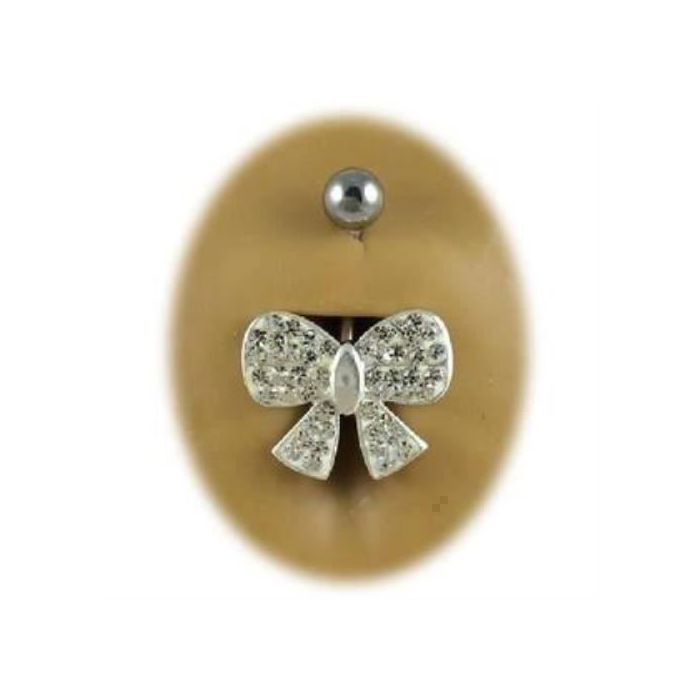 KODY PIERCING Piercing Nombril Argent Papillon Zircons Acier 316L 14 Gauge - Élégance Poétique et Légèreté Absolue