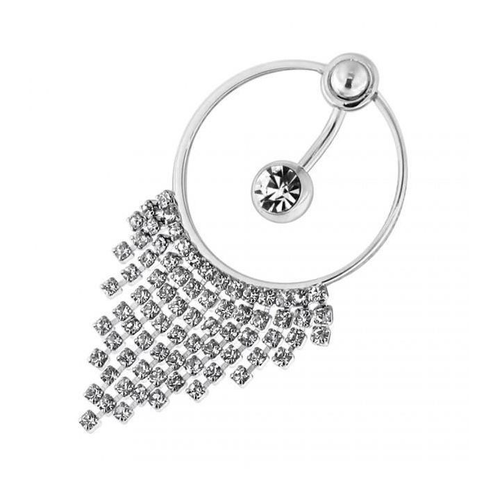 KODY PIERCING Nombril Pendentif Franges Cristaux Scintillants Acier 316L Élégance Lumineuse