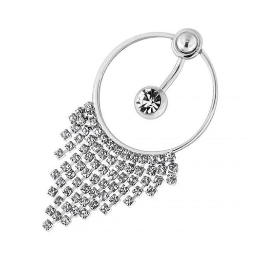 KODY PIERCING Nombril Pendentif Franges Cristaux Scintillants Acier 316L Élégance Lumineuse